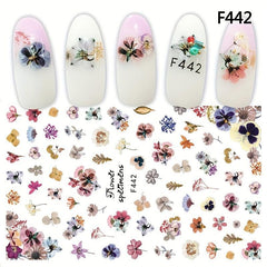 3D Floral Nail Art Stickers Plum Blossom Sunflower and Flower Sliders