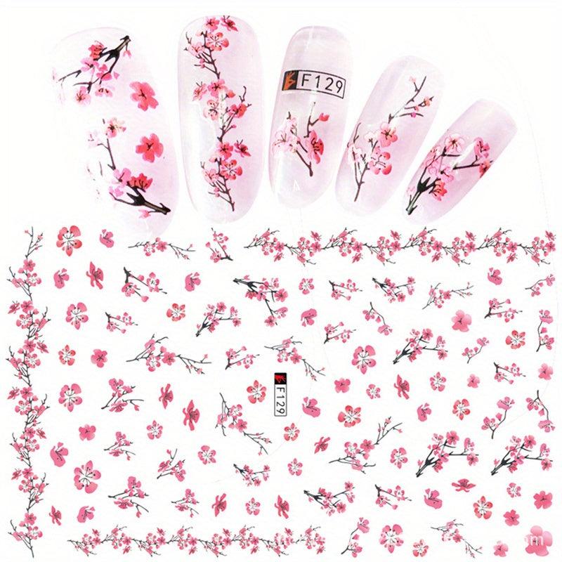 3D Floral Nail Art Stickers Plum Blossom Sunflower and Flower Sliders