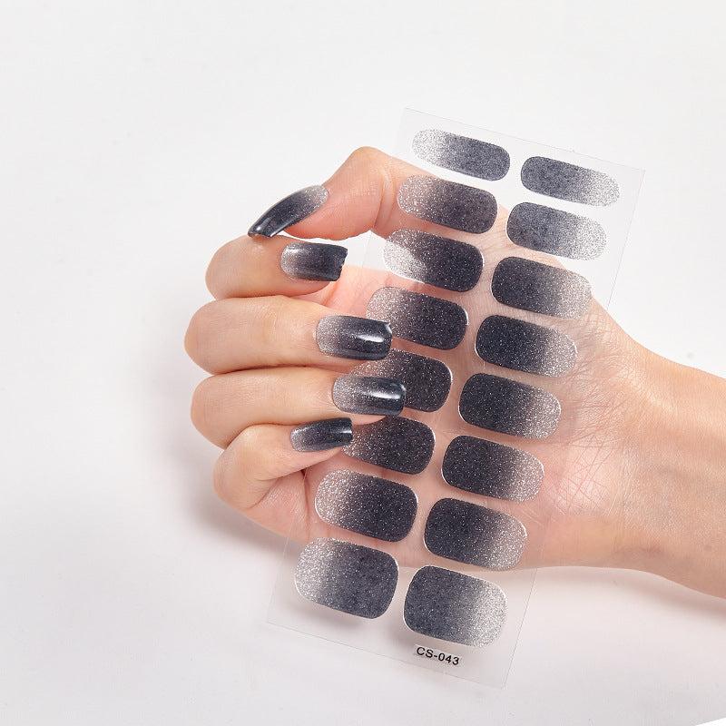 Glitter Gradient Nail Art Stickers Self Adhesive Nail Strips for Women