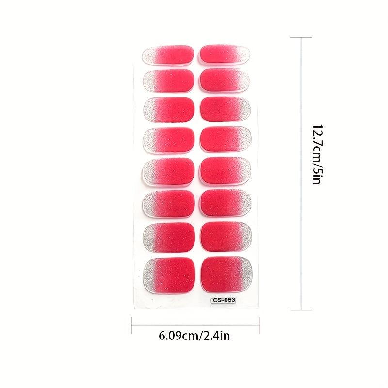 Glitter Gradient Nail Art Stickers Self Adhesive Nail Strips for Women