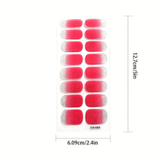 Glitter Gradient Nail Art Stickers Self Adhesive Nail Strips for Women