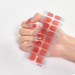 Glitter Gradient Nail Art Stickers Self Adhesive Nail Strips for Women