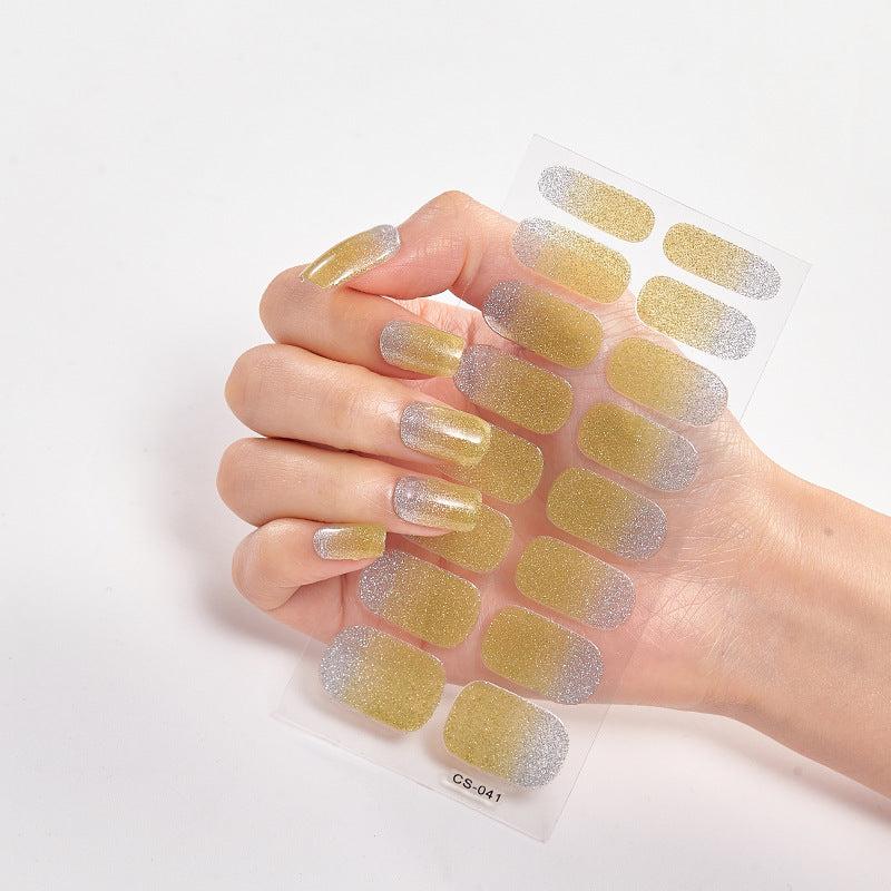 Glitter Gradient Nail Art Stickers Self Adhesive Nail Strips for Women