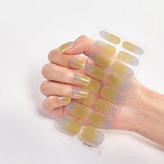 Glitter Gradient Nail Art Stickers Self Adhesive Nail Strips for Women