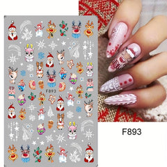 Christmas Nail Art Stickers Santa Claus Snowflake Decals