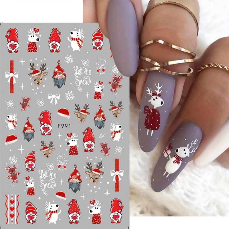 Christmas Nail Art Stickers Santa Claus Snowflake Decals