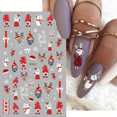 Christmas Nail Art Stickers Santa Claus Snowflake Decals