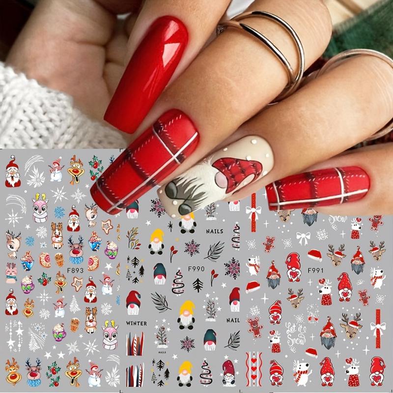 Christmas Nail Art Stickers Santa Claus Snowflake Decals