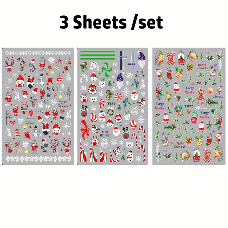 Christmas Nail Art Stickers Santa Claus Snowflake Decals