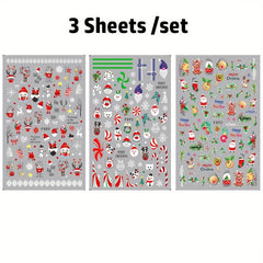 Christmas Nail Art Stickers Santa Claus Snowflake Decals