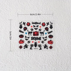 12pcs Halloween Nail Stickers - Pumpkin Skull Self Adhesive Manicure Art Decals