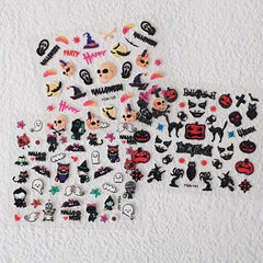 12pcs Halloween Nail Stickers - Pumpkin Skull Self Adhesive Manicure Art Decals