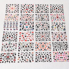 12pcs Halloween Nail Stickers - Pumpkin Skull Self Adhesive Manicure Art Decals
