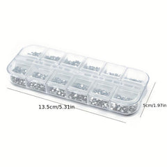 3000 Pcs 1.5mm Silvery Rhinestones Nail Decoration Mix Glitters DIY Nail Art