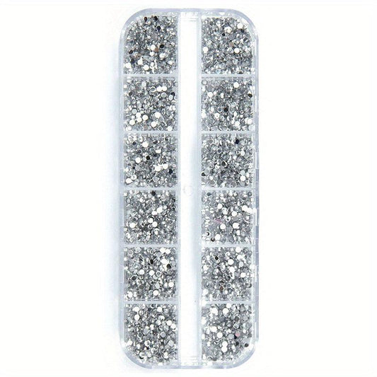 3000 Pcs 1.5mm Silvery Rhinestones Nail Decoration Mix Glitters DIY Nail Art