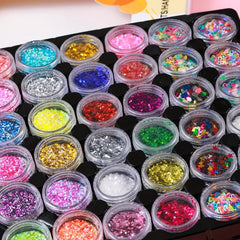 36 Boxes Nail Glitter Sequins Sets - Nail Art Decorations