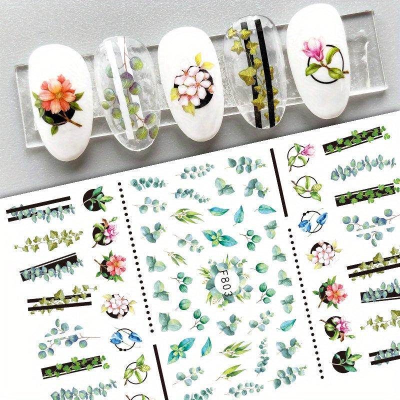 3D Flower Petal & Leaf Nail Stickers Self Adhesive Nail Art Decoration