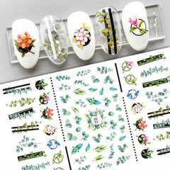 3D Flower Petal & Leaf Nail Stickers Self Adhesive Nail Art Decoration