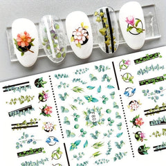 3D Flower Petal & Leaf Nail Stickers Self Adhesive Nail Art Decoration