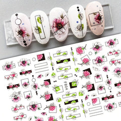 3D Flower Petal & Leaf Nail Stickers Self Adhesive Nail Art Decoration