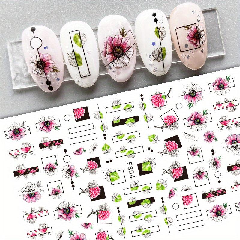 3D Flower Petal & Leaf Nail Stickers Self Adhesive Nail Art Decoration