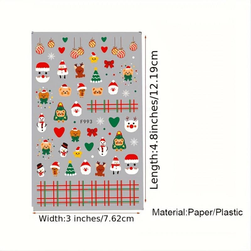 Christmas Nail Art Stickers Santa Snowflake Elk Decals