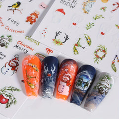 Christmas Nail Art Stickers Santa Snowflake Elk Decals