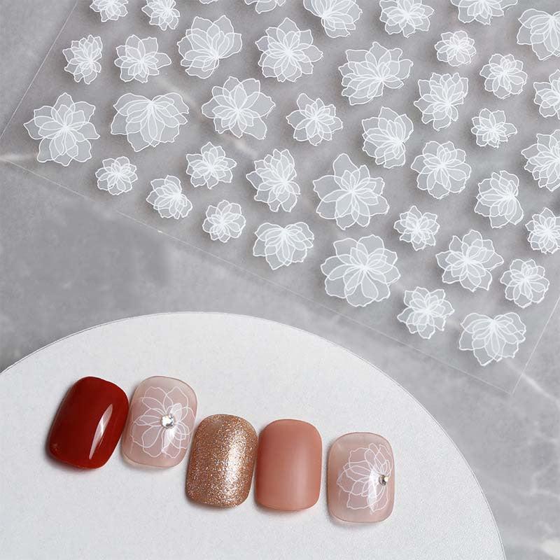 3D Flower Moon Cloud Star Nail Art Stickers - Long Lasting Nail Decals