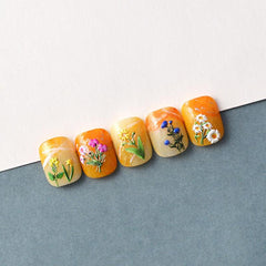 5D Spring Flower Nail Art Stickers - Colorful Floral Designs