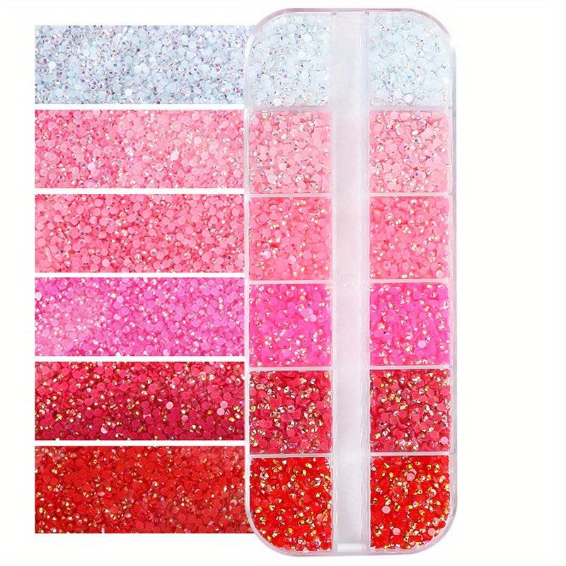 Resin Rhinestones 12 Grid Round Crystal Nail Jewels 3000pcs