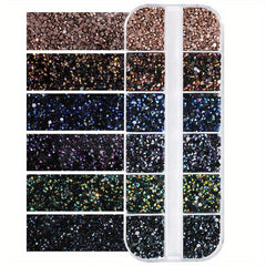 Resin Rhinestones 12 Grid Round Crystal Nail Jewels 3000pcs