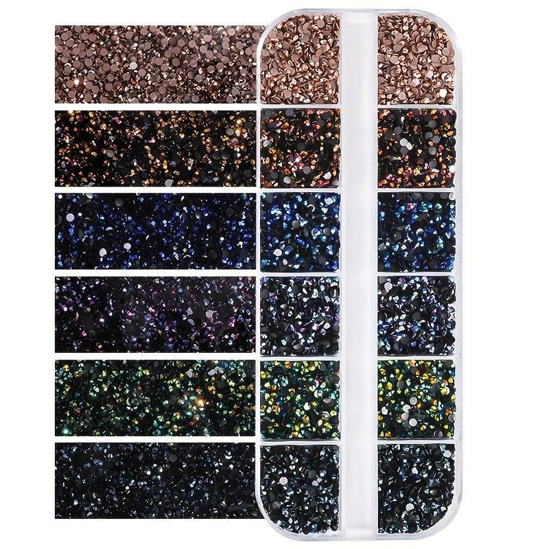 Resin Rhinestones 12 Grid Round Crystal Nail Jewels 3000pcs