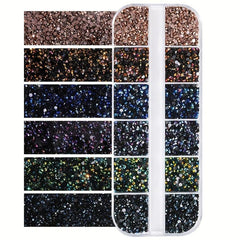 Resin Rhinestones 12 Grid Round Crystal Nail Jewels 3000pcs