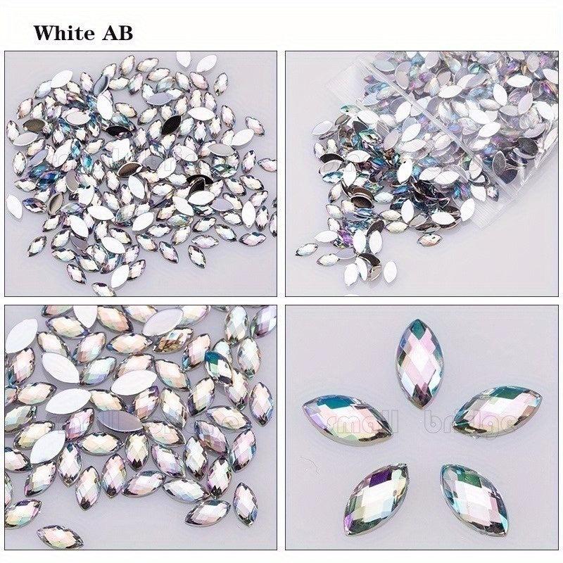 500pcs 3D Marquise Acrylic Rhinestones for Nail Art and Decorations