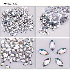 500pcs 3D Marquise Acrylic Rhinestones for Nail Art and Decorations