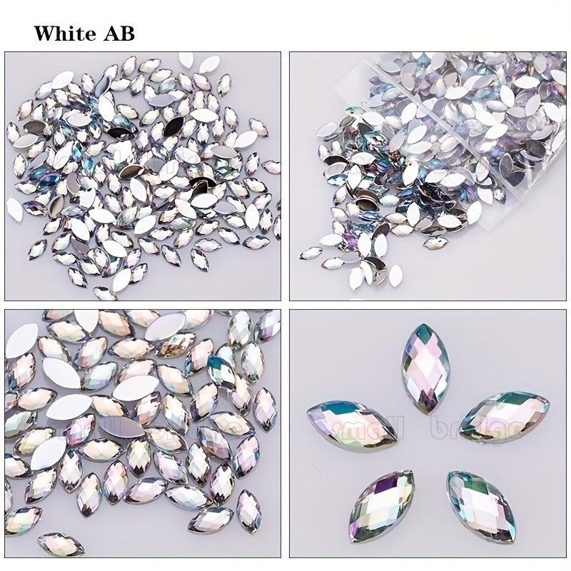 500pcs 3D Marquise Acrylic Rhinestones for Nail Art and Decorations