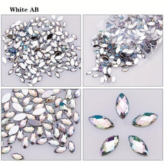 500pcs 3D Marquise Acrylic Rhinestones for Nail Art and Decorations