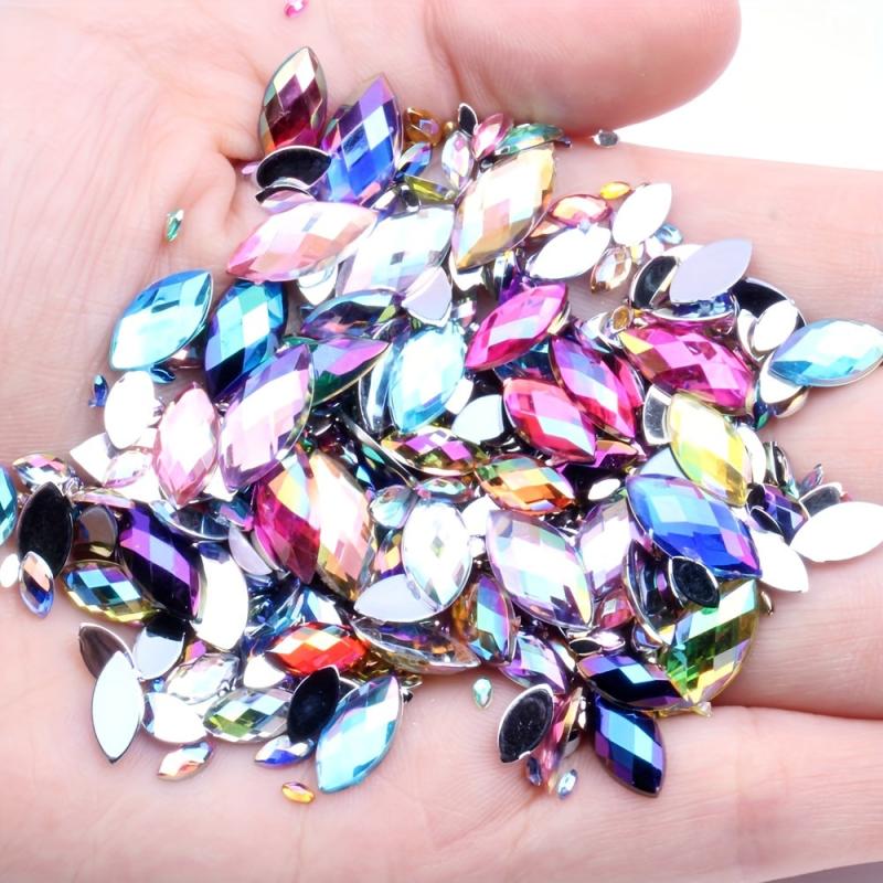 500pcs 3D Marquise Acrylic Rhinestones for Nail Art and Decorations