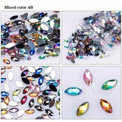 500pcs 3D Marquise Acrylic Rhinestones for Nail Art and Decorations