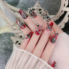 20pcs Halloween Crocodile Skull Spider Nail Charms with Rhinestones Heart Moon