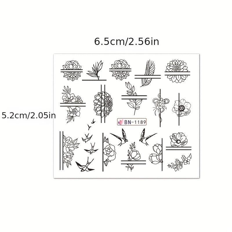 Water Transfer Nail Art Decals Butterfly Flower Designs DIY Beauty Tool Decor