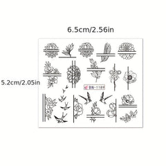 Water Transfer Nail Art Decals Butterfly Flower Designs DIY Beauty Tool Decor