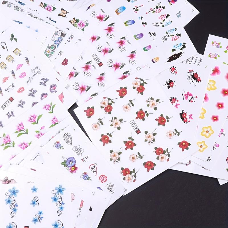 Water Transfer Nail Art Decals Butterfly Flower Designs DIY Beauty Tool Decor