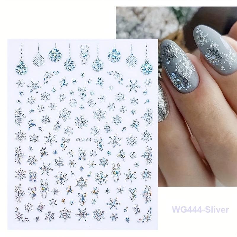 3D Christmas Nail Art Stickers - Snowflake Elk Decals