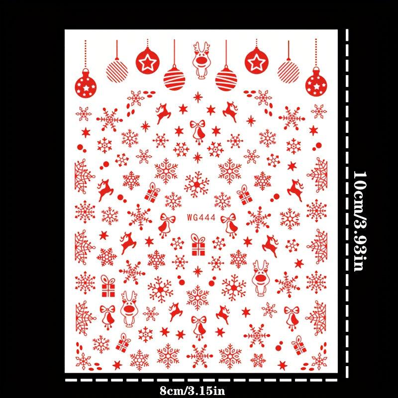 3D Christmas Nail Art Stickers - Snowflake Elk Decals