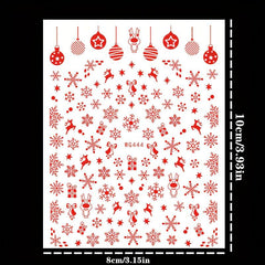 3D Christmas Nail Art Stickers - Snowflake Elk Decals