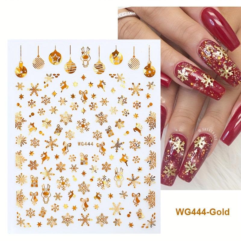 3D Christmas Nail Art Stickers - Snowflake Elk Decals