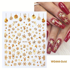 3D Christmas Nail Art Stickers - Snowflake Elk Decals