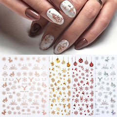 3D Christmas Nail Art Stickers - Snowflake Elk Decals