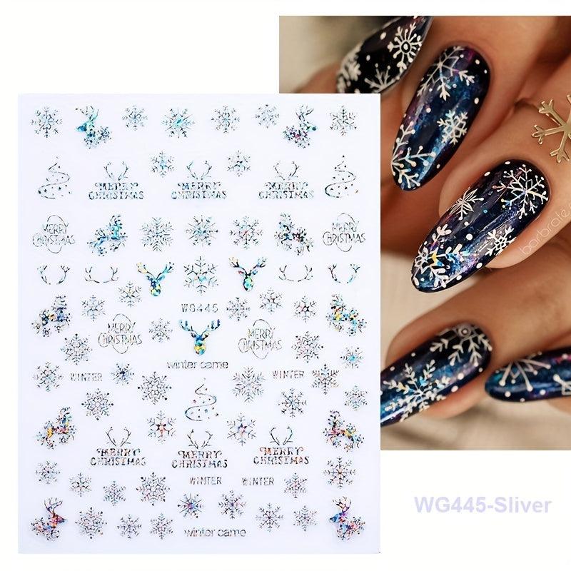 3D Christmas Nail Art Stickers - Snowflake Elk Decals